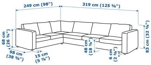 VIMLE γωνιακός καναπές, 5 θέσεων 593.995.78