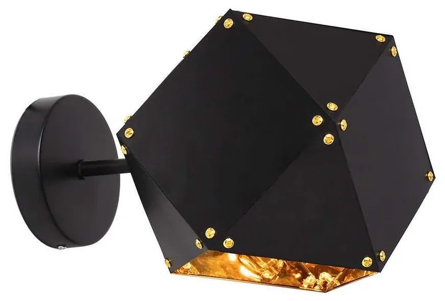 Φωτιστικό Τοίχου - Απλίκα Welles 00794 1xE14 17x28x17cm Black-Gold GloboStar