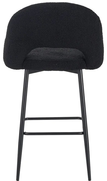 Σκαμπο μπαρ Masebo pakoworld μπουκλέ ύφασμα σε μαύρη απόχρωση με μαύρα μεταλλικά πόδια 48x52x97εκ