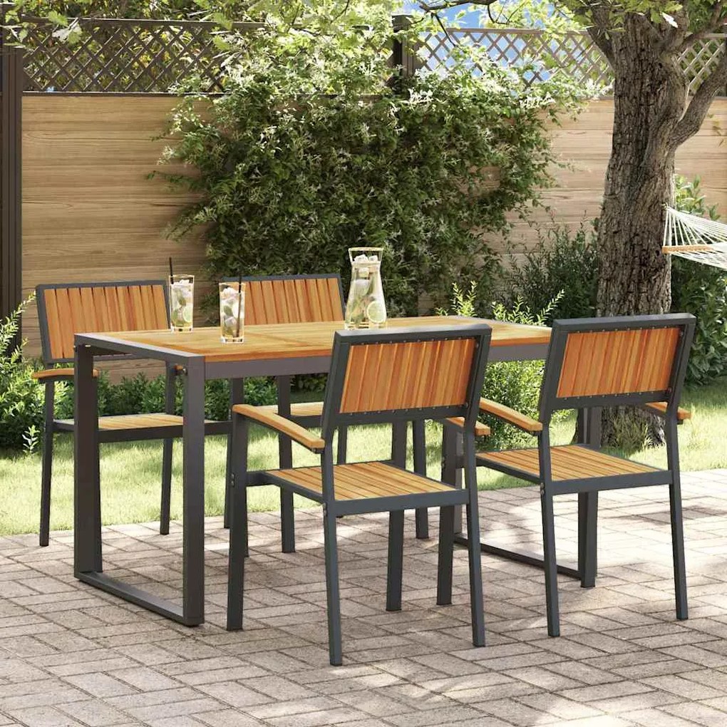 vidaXL Σέτ φαγητού για κήπο 5 pcs Μαύρο και καφέ 140 x 80 x 75 cm