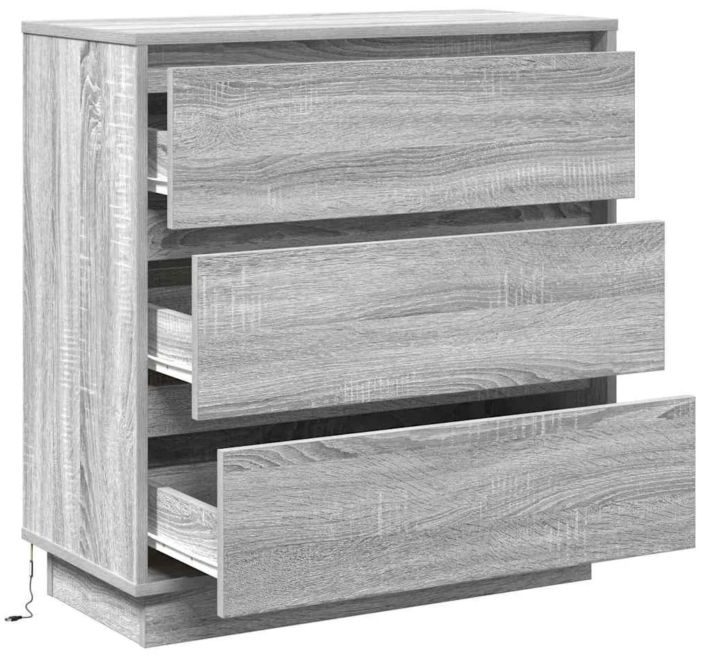 vidaXL Κομοδίνο με συρτάρι Γκρι 71 x 34.5 x 75 εκ. Επεξεργασμένο ξύλο