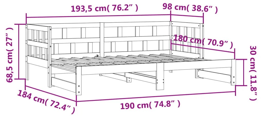 ΚΑΝΑΠΕΣ ΚΡΕΒΑΤΙ ΣΥΡΟΜΕΝΟΣ ΛΕΥΚΟΣ 90 X 190 ΕΚ. ΜΑΣΙΦ ΞΥΛΟ ΠΕΥΚΟΥ 836211