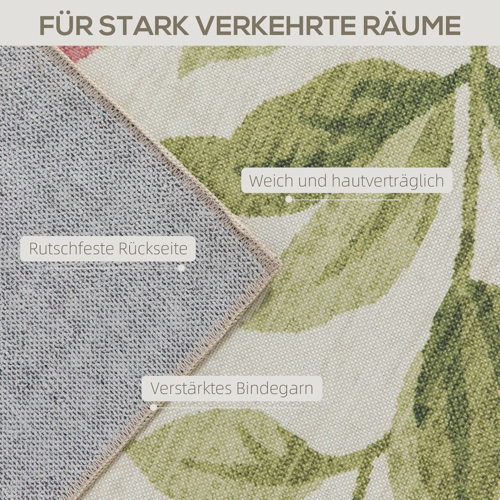 HOMCOM Χαλί, Πολυλειτουργικό, Πολυεστέρας, Εύκολη Φροντίδα, Αντιολισθητικό, Πολύχρωμο