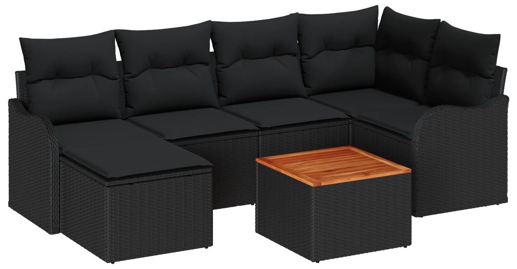 vidaXL Σετ Καναπέ Κήπου 7 pcs Μαύρο Μεγάλο