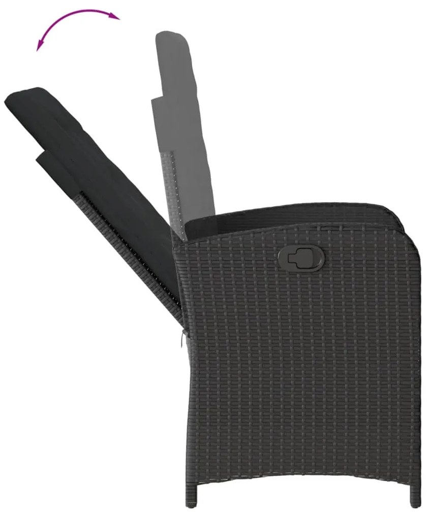 vidaXL Σετ Τραπεζαρίας Κήπου 9 τεμ Μαύρο από Συνθ. Ρατάν με Μαξιλάρια