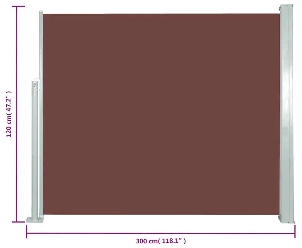 Σκίαστρο Πλαϊνό Συρόμενο Καφέ 120 x 300 εκ. - Καφέ