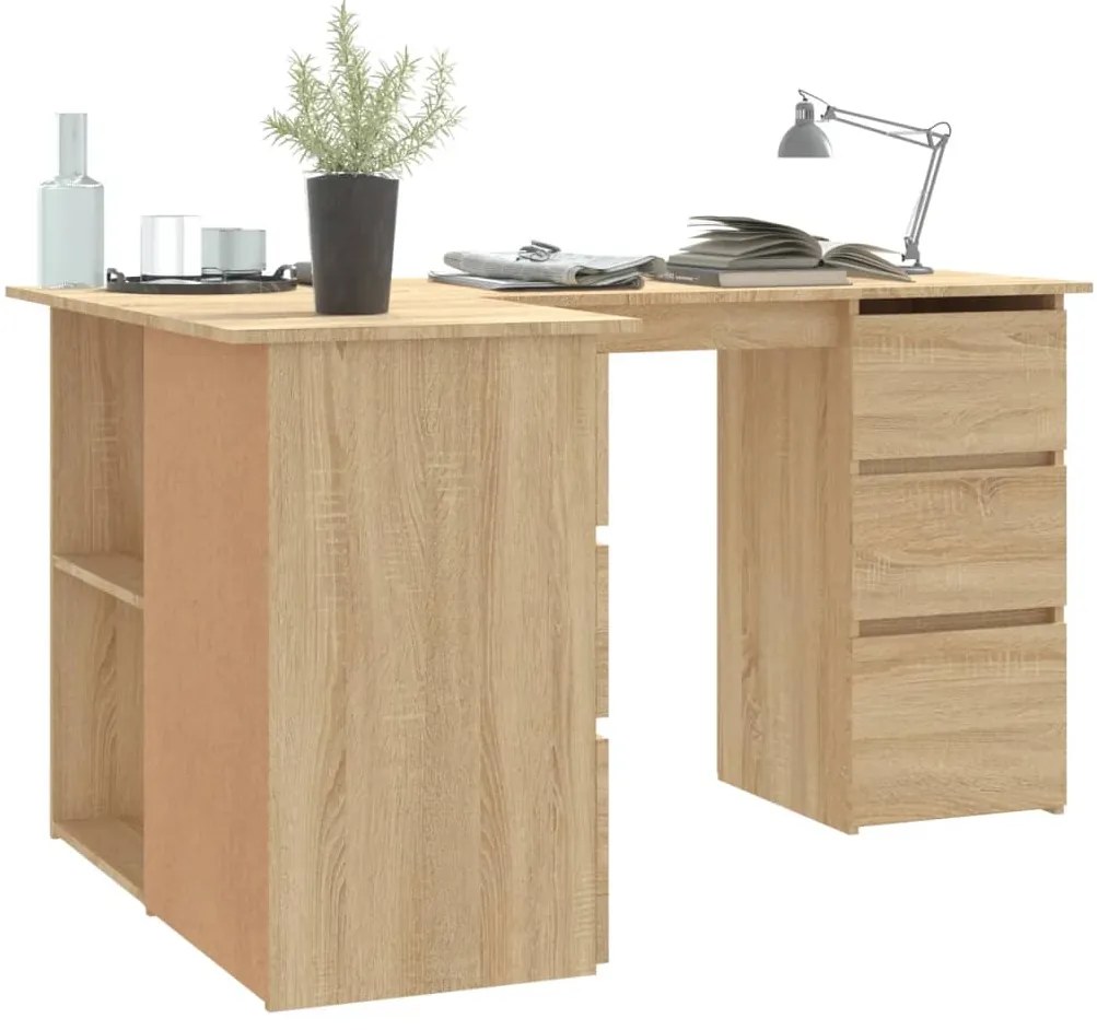 vidaXL Γραφείο Γωνιακό Sonoma Δρυς 145 x 100 x 76 εκ. από Επεξ. Ξύλο