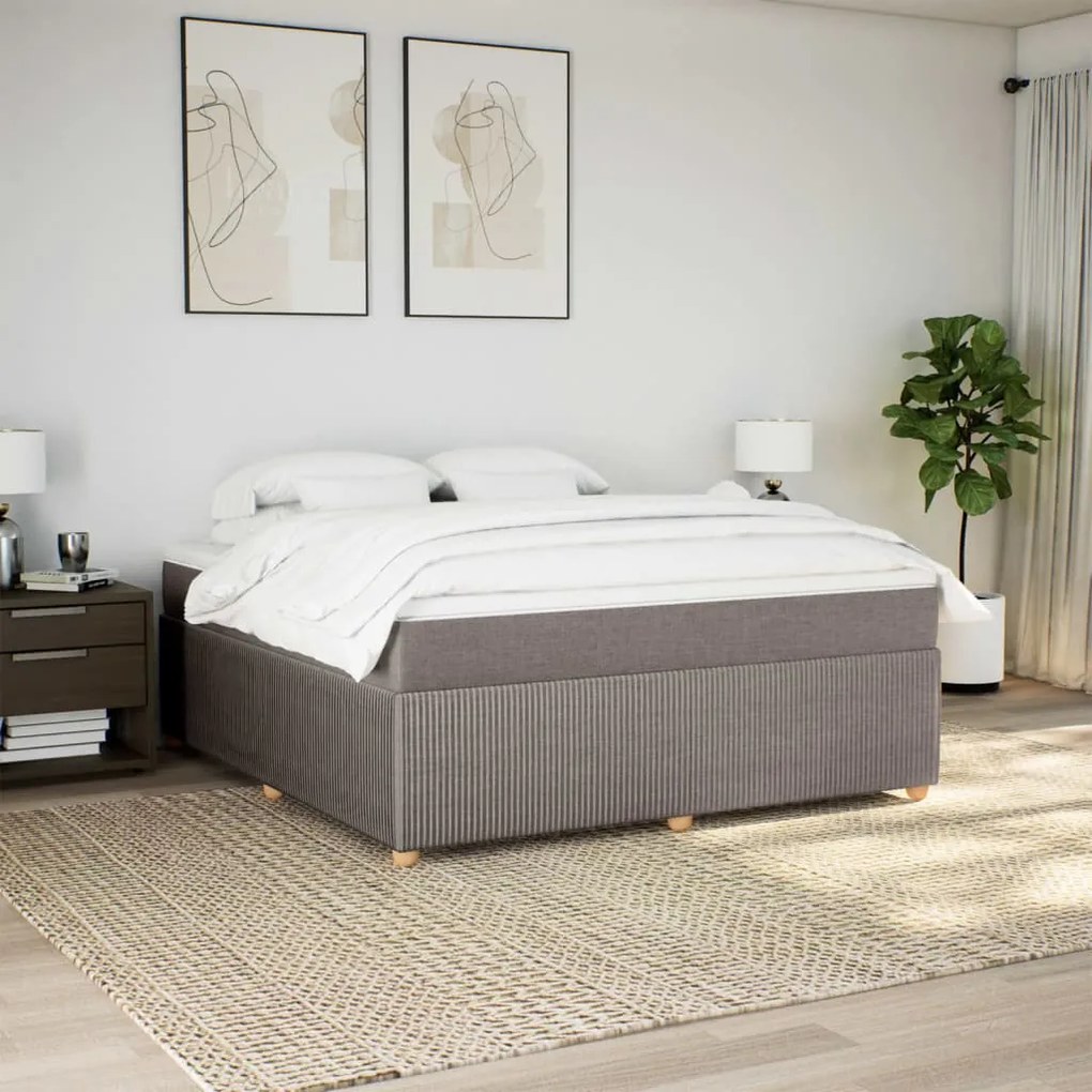 vidaXL Κρεβάτι Boxspring με Στρώμα Taupe 180x200 εκ. Υφασμάτινο