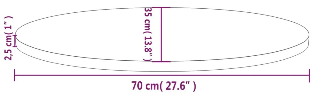 vidaXL Επιφάνεια Τραπεζιού Οβάλ 70x35x2,5 εκ. από Μασίφ Ξύλο Πεύκου
