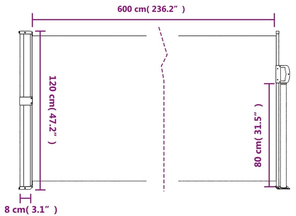 Σκίαστρο Πλαϊνό Συρόμενο Μπεζ 120 x 600 εκ. - Μπεζ