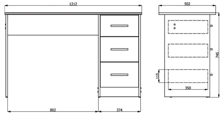 Γραφείο Leo Sonoma 121x50x74,5 εκ.