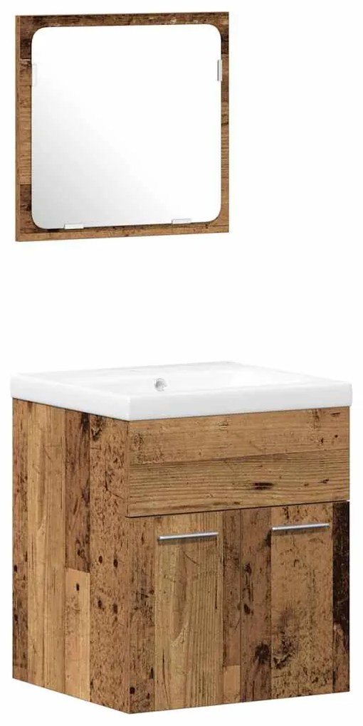vidaXL Σετ Επιπλών Μπάνιου με πόρτα 4 pcs Παλιό Ξύλο 41 x 38.5 x 46 cm