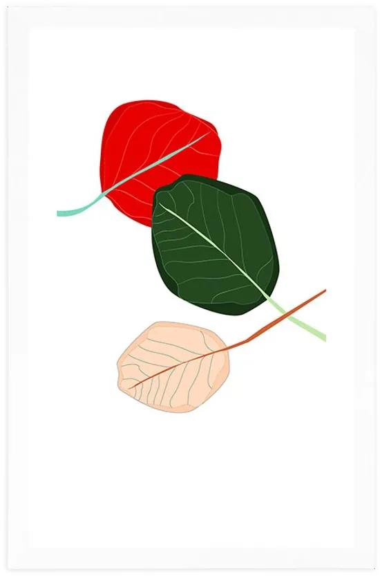 Αφίσα με πασπαρτού Φύλλα γεμάτα χρώματα - 20x30 silver