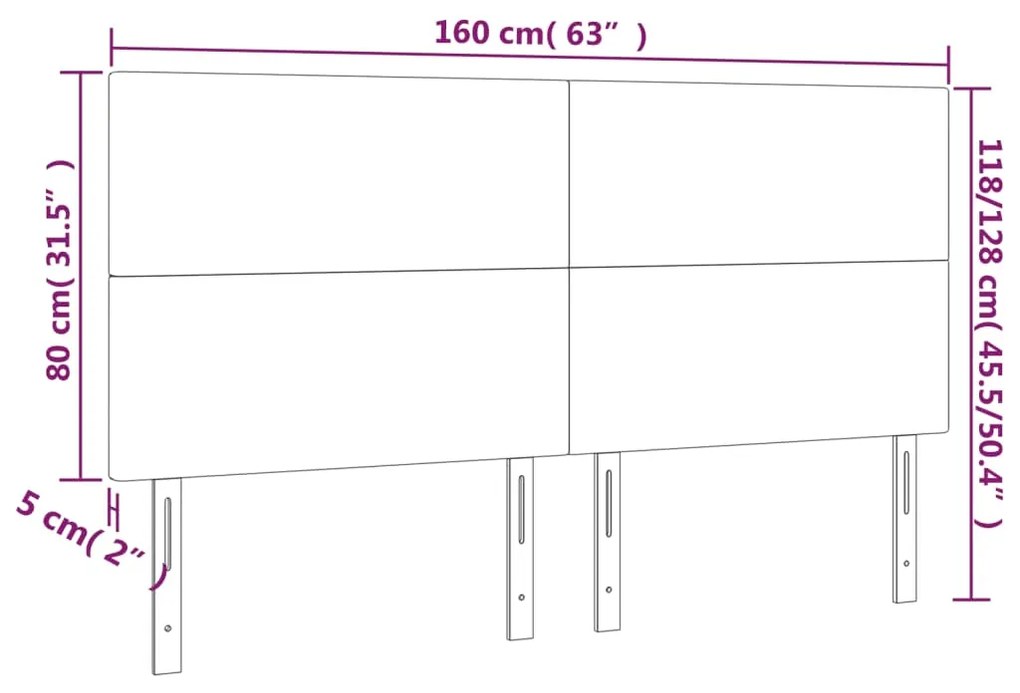 Κεφαλάρια Κρεβατιού 4 τεμ. Ροζ 80 x 5 x 78/88 εκ. Βελούδινο - Ροζ