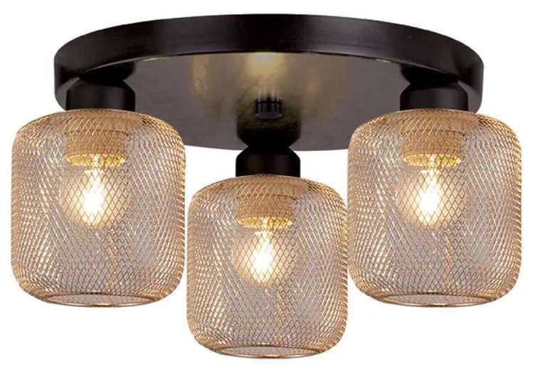 Φωτιστικό Οροφής - Πλαφονιέρα Loren 4165300 Gold-Black Viokef Metal, Glass
