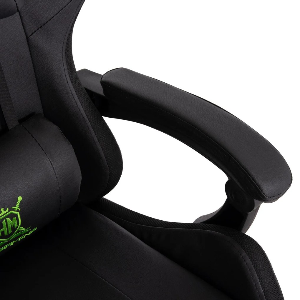 ΠΟΛΥΘΡΟΝΑ GAMING DARREN ΜΑΥΡΟ-ΠΡΑΣΙΝΟ PVC & NYLON 51x49x125Υεκ.