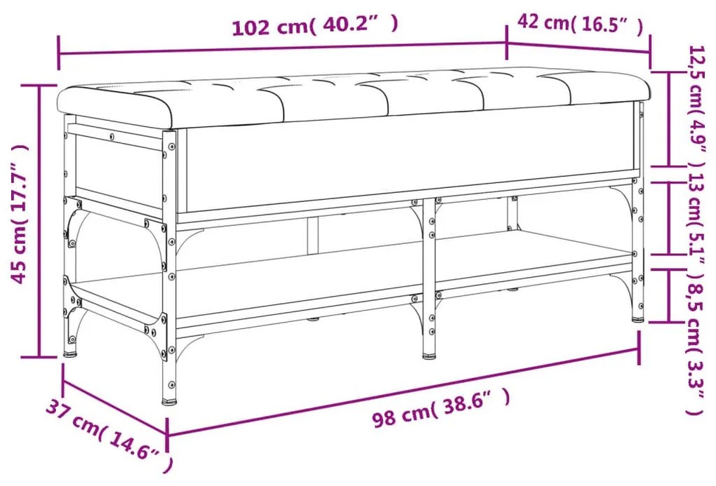 Παπουτσοθήκη Sonoma Δρυς 102x42x45 εκ. από Επεξεργασμένο Ξύλο - Καφέ