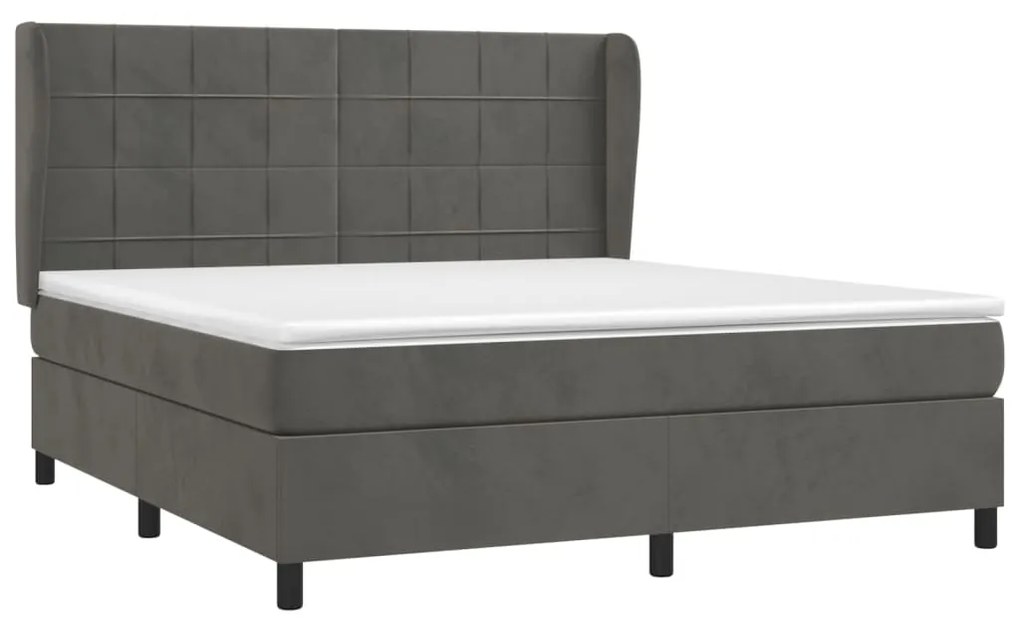 ΚΡΕΒΑΤΙ BOXSPRING ΜΕ ΣΤΡΩΜΑ ΣΚΟΥΡΟ ΓΚΡΙ 180X200 ΕΚ. ΒΕΛΟΥΔΙΝΟ 3129226