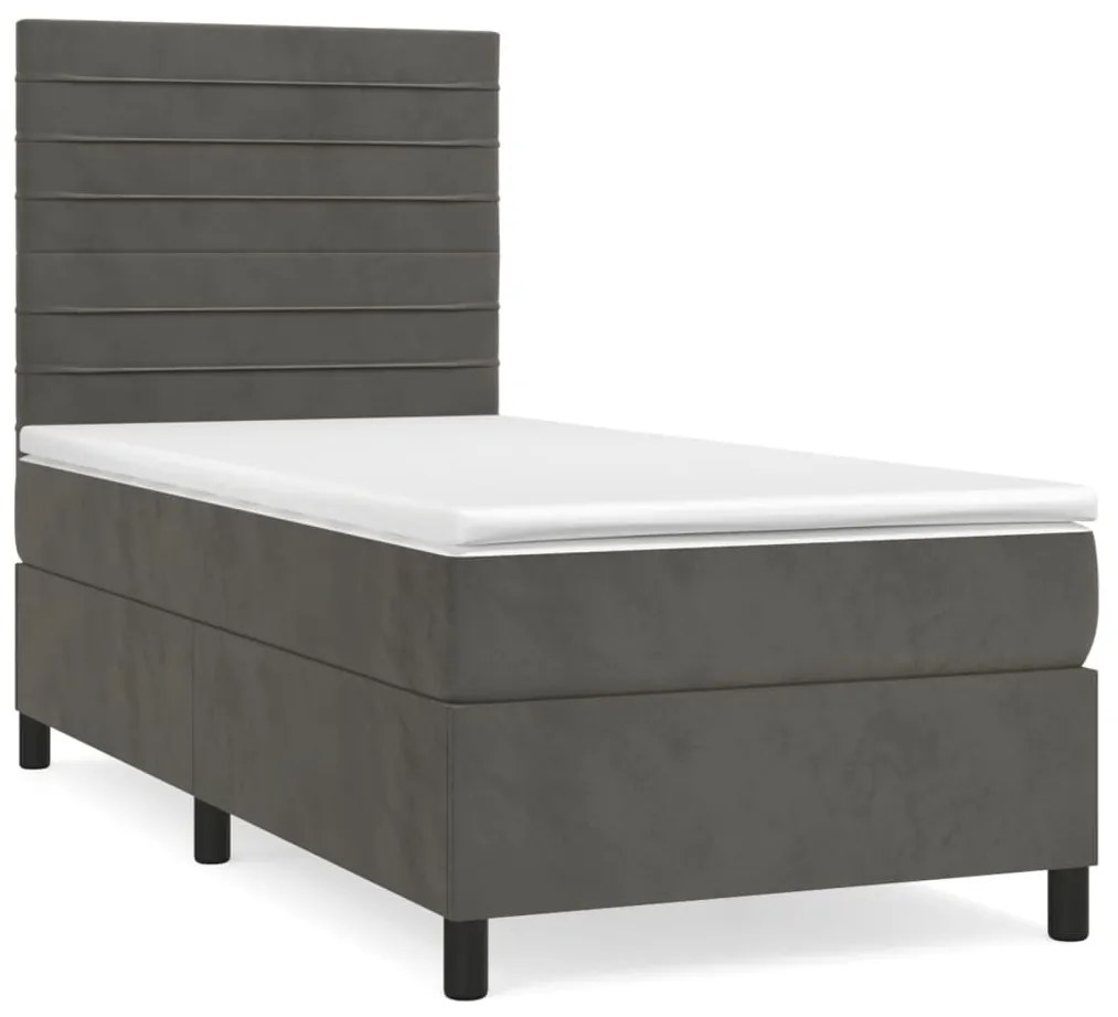 ΚΡΕΒΑΤΙ BOXSPRING ΜΕ ΣΤΡΩΜΑ ΣΚΟΥΡΟ ΓΚΡΙ 90X200 ΕΚ. ΒΕΛΟΥΔΙΝΟ 3143062