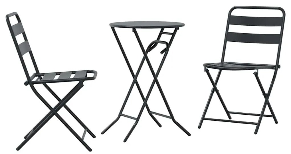 vidaXL Σετ μπιστρό 3 pcs Ανθρακί Ατσάλι