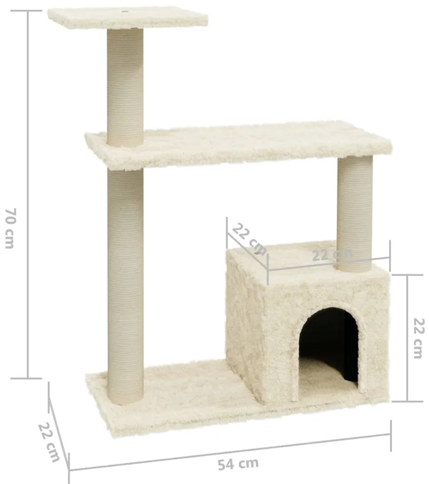 vidaXL Γατόδεντρο Κρεμ 70 εκ. με Στύλους Ξυσίματος από Σιζάλ
