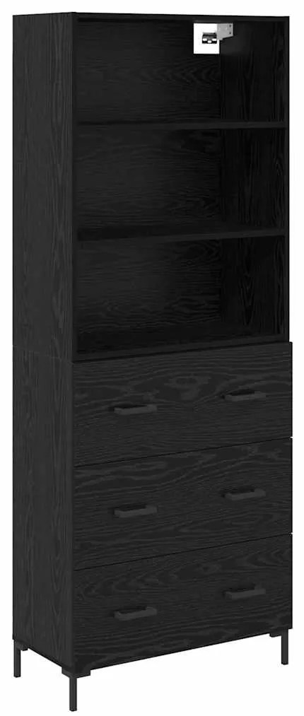 vidaXL Highboard Μαύρη Οξυά 69,5 x 34 x 180 εκ. Επεξεργασμένο ξύλο