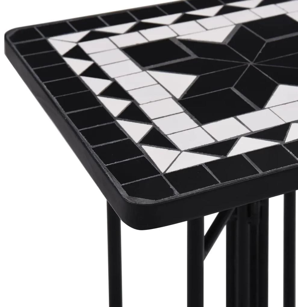 Τραπέζι Βοηθητικό «Μωσαϊκό» Μαύρο /Λευκό Κεραμικό - Μαύρο