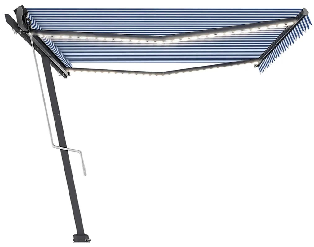 Τέντα Αυτόματη με LED &amp; Αισθ. Ανέμου Μπλε / Λευκό 500x350 εκ. 3069871