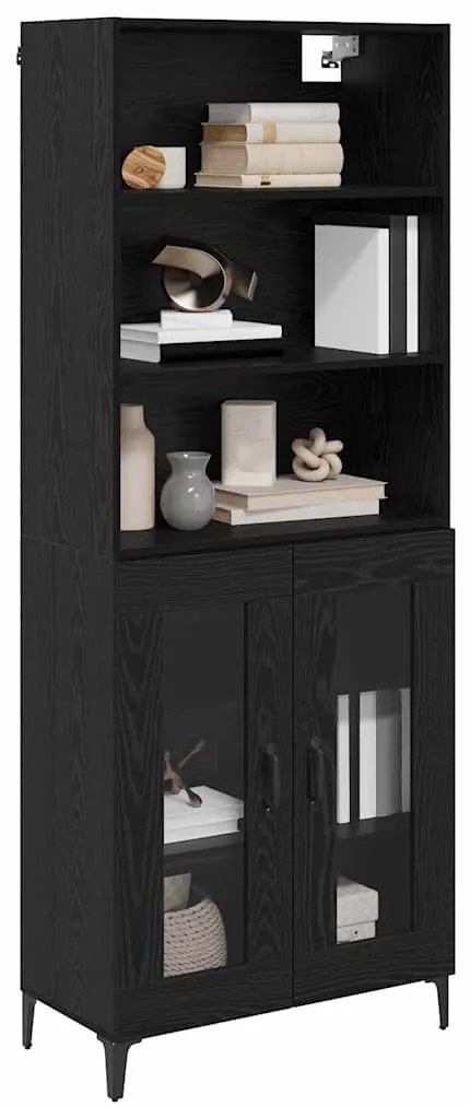 vidaXL Highboard Μαύρη Οξυά 69,5 x 34 x 180 εκ. Επεξεργασμένο ξύλο