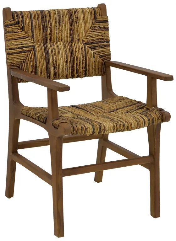 Πολυθρόνα Refane pakoworld φυσικό teak ξύλο-ψάθα 55x60x85εκ