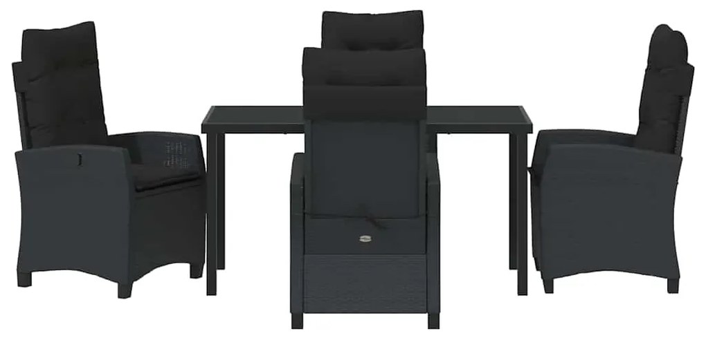 vidaXL Σέτ φαγητού για κήπο με μαξιλάρι 5 pcs Μαύρο συνθετικό ρατάν