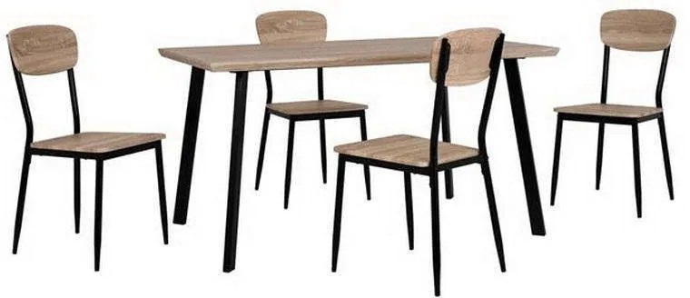 Σετ Τραπεζαρίας 5τμχ HM10345 Sonama-Μαύρο 140x80x76cm 4 Θέσεων