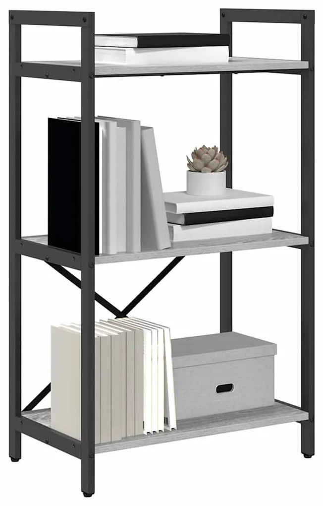 vidaXL Ράφι Βιβλίων Γκρίζο Σονομα 56 x 34 x 96 εκ Επεξεργασμένο ξύλο