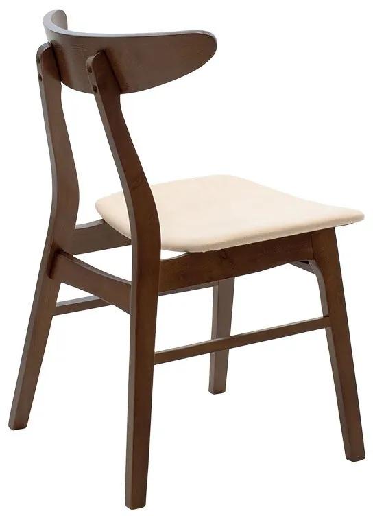 Καρέκλα Orlean pakoworld μπεζ ύφασμα-rubberwood καρυδί πόδι Σετ 2 Τεμαχίων