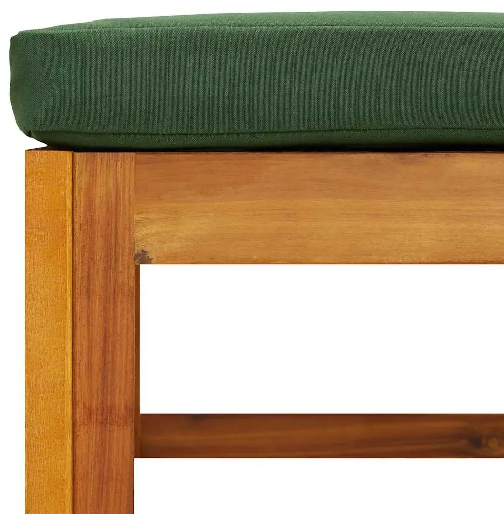 vidaXL Υποπόδιο Κήπου από Μασίφ Ξύλο Ακακίας με Πράσινο Μαξιλάρι