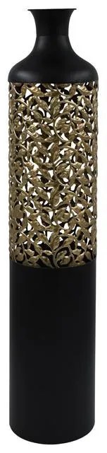 Μεταλλικό Βάζο Δαπέδου FL12 Fylliana Μαύρο - Χρυσό Φ16x73 εκ. 16x16x73 εκ.
