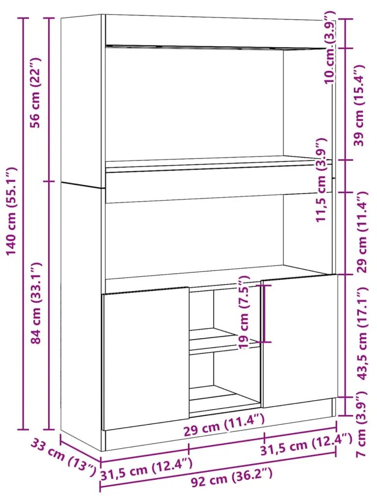 Ντουλάπι Γκρι Σκυρ. 92x33x140 εκ. από Επεξεργασμένο Ξύλο - Γκρι