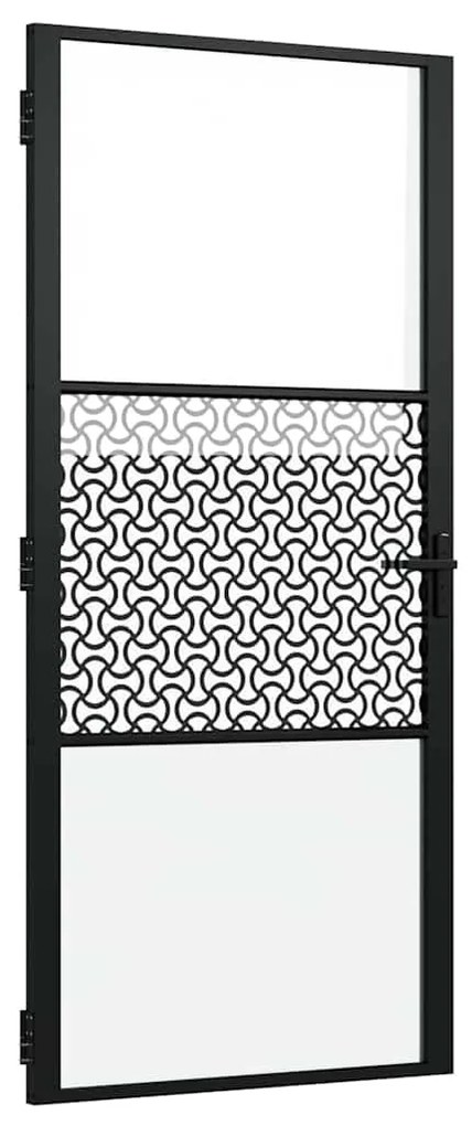 vidaXL Εσωτερική Πόρτα Μαύρο 93 x 201.5 cm Tempered γυαλί, Αλουμίνιο