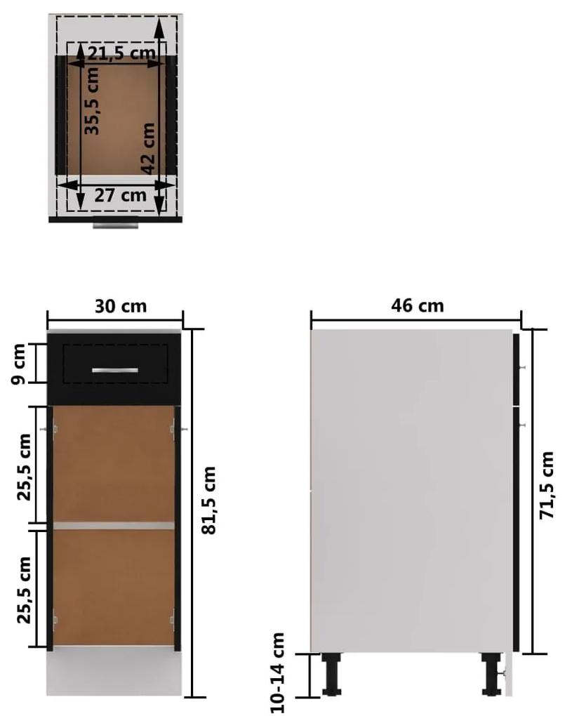 Ντουλάπι με Συρτάρι Μαύρο 30x46x81,5 εκ. Επεξ. Ξύλο - Μαύρο