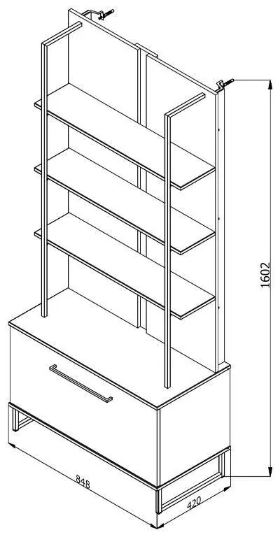 Ραφιέρα Sardinia POP Artisan Oak - Μαύρο 85*42*191.5 εκ. 85x42x191.5 εκ.