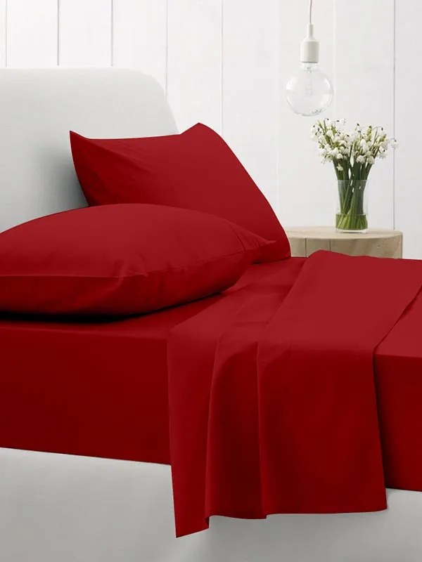 Σεντόνια Υπέρδιπλα 235x270 Σετ 4 Τεμ.  Sunshine Home Cotton Feelings 113 Red