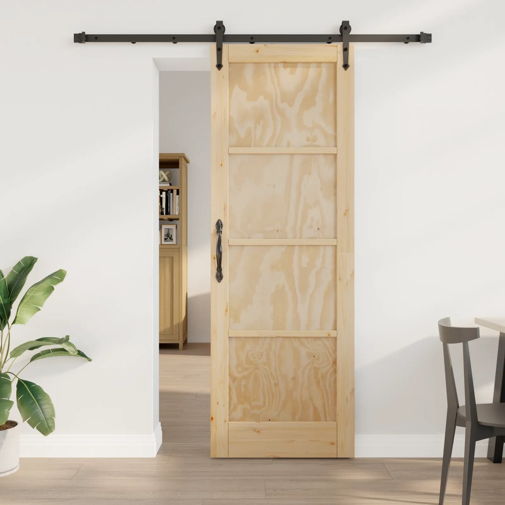 vidaXL Συρόμενη Πόρτα με Σετ Εξαρτημάτων 73.5x211 εκ. Μασίφ Ξύλο Πεύκου