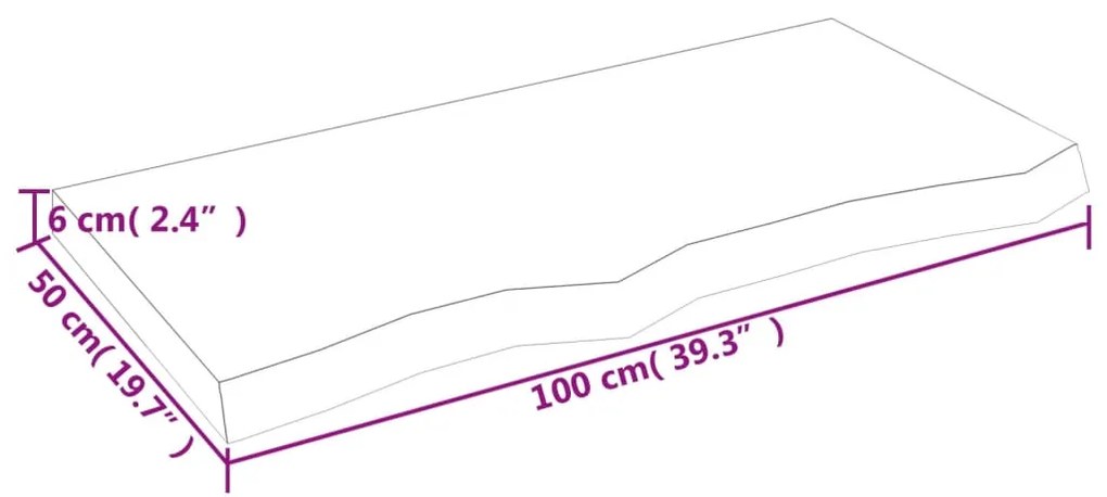 Ράφι Τοίχου Σκούρο Καφέ 100x50x(2-6) εκ. Επεξ. Μασίφ Ξύλο Δρυός - Καφέ