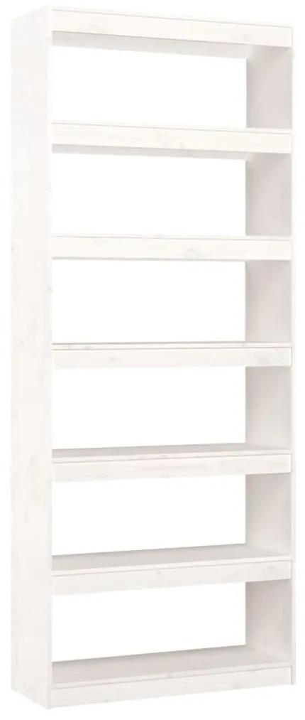 Βιβλιοθήκη/Διαχωριστικό Χώρου Λευκή 80x30x199,5 εκ. Μασίφ Πεύκο - Λευκό