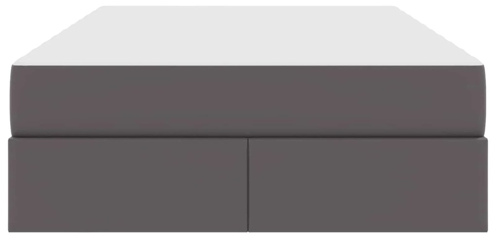 vidaXL Κρεβάτι με αποθηκευτικό χώρο και στρώμα 2 pcs Γκρι Δέρμα