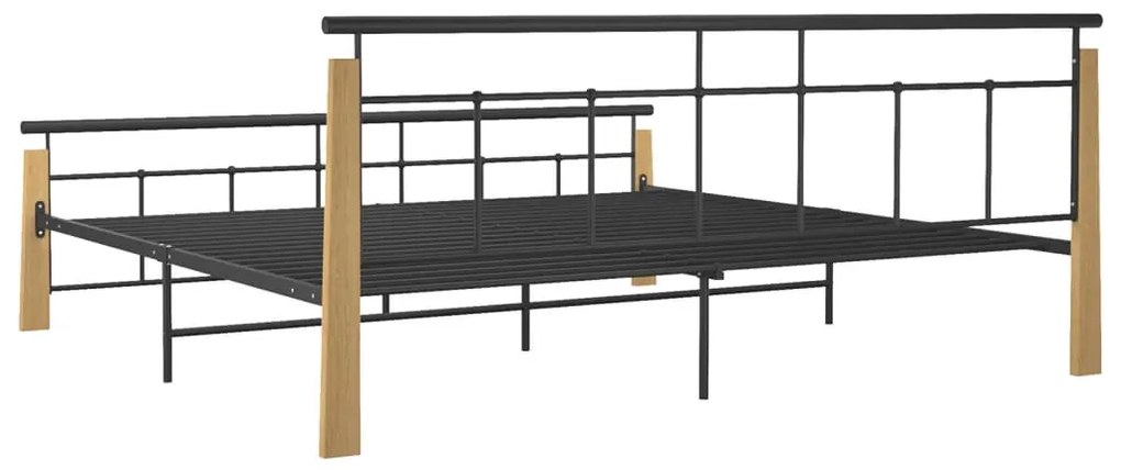 vidaXL Πλαίσιο Κρεβατιού 200 x 200 εκ. Μέταλλο/Μασίφ Ξύλο Δρυός