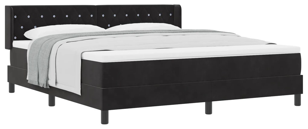 vidaXL Κρεβάτι Box Spring με Στρώμα Μαύρο 180x200 εκ Βελούδο