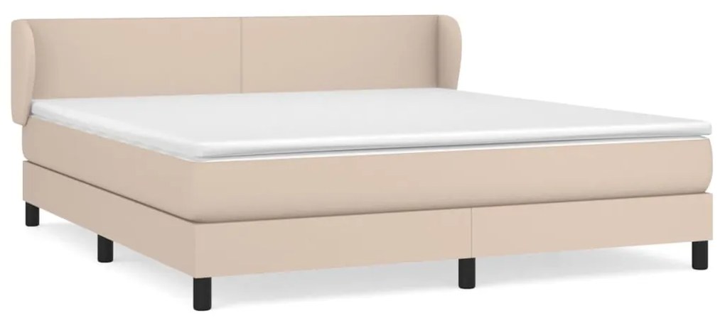 vidaXL Κρεβάτι Boxspring με Στρώμα Καπουτσίνο 180x200 εκ. Συνθ. Δέρμα