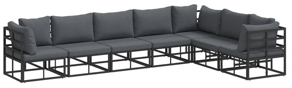 vidaXL Σετ Καναπέ Κήπου με μαξιλάρι 7 pcs Μαύρο Αλουμίνιο