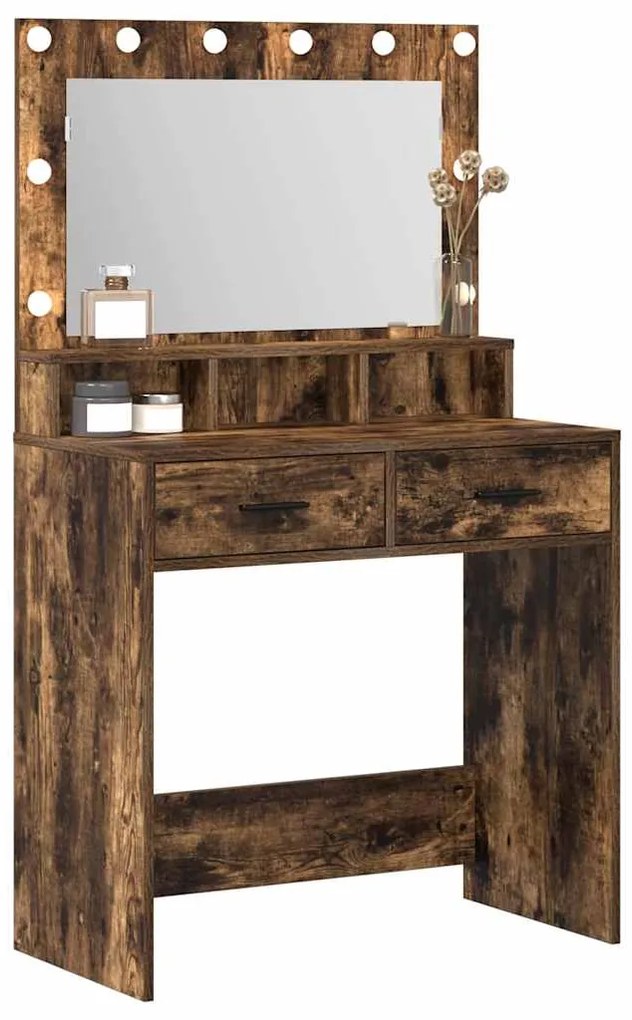 vidaXL Κομοδίνο Καπνιστή δρυς 79 x 41 x 135 cm Επεξεργασμένο ξύλο